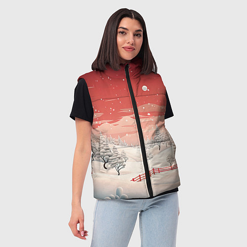 Женский жилет Завораживающий зимний пейзаж / 3D-Черный – фото 3