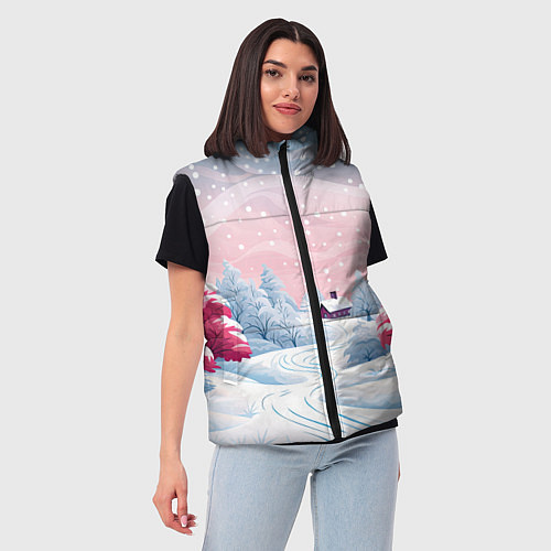 Женский жилет Пушистый снегопад / 3D-Светло-серый – фото 3