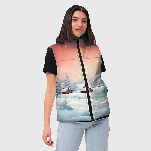 Женский жилет Погружение в зимнюю атмосферу / 3D-Черный – фото 3