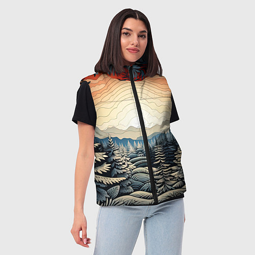 Женский жилет Искрящиеся снежинки в вальсе волшебства / 3D-Черный – фото 3