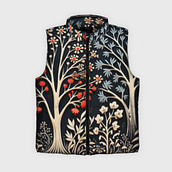 Женский жилет Новогодние узоры и деревья, цвет: 3D-черный