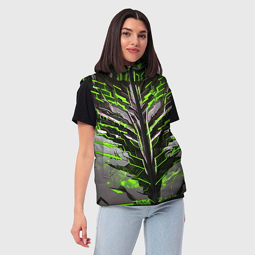 Женский жилет Киберпанк доспех зелёный / 3D-Черный – фото 3
