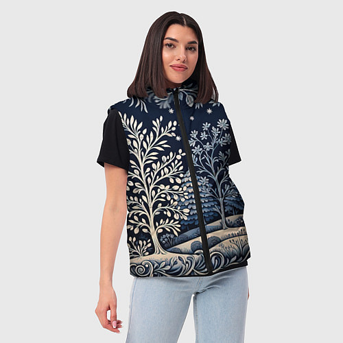 Женский жилет Ледяные узоры нового года / 3D-Светло-серый – фото 3