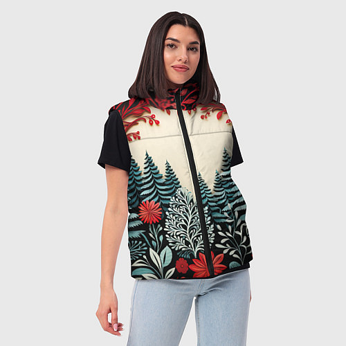 Женский жилет Зимнее кружево / 3D-Красный – фото 3