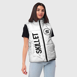 Женский жилет Skillet glitch на светлом фоне вертикально, цвет: 3D-черный — фото 2