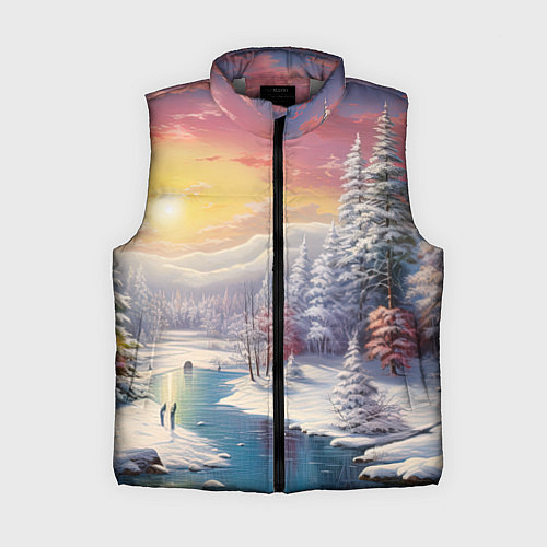 Женский жилет Сказочное сияние нового года / 3D-Светло-серый – фото 1