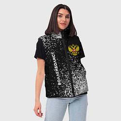 Женский жилет Воллейболист из России и герб РФ вертикально, цвет: 3D-черный — фото 2