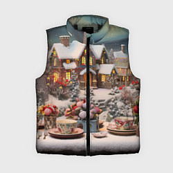 Женский жилет Объемные новогодние домики