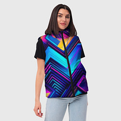 Женский жилет Геометрическая неоновая абстракция, цвет: 3D-светло-серый — фото 2