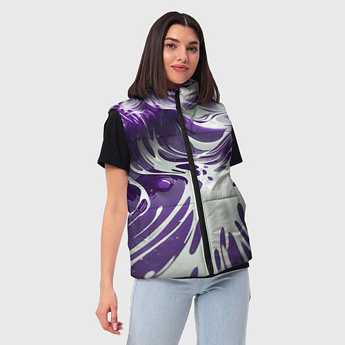 Женский жилет Бело-фиолетовая краска / 3D-Черный – фото 3