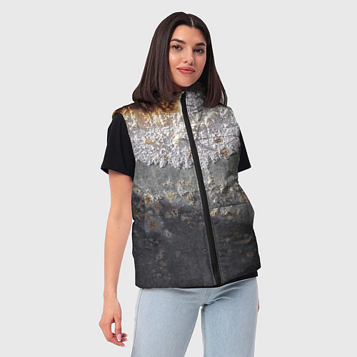 Женский жилет Коррозия металла гранж текстура / 3D-Черный – фото 3