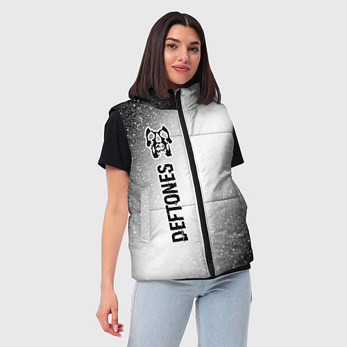 Женский жилет Deftones glitch на светлом фоне по-вертикали / 3D-Черный – фото 3