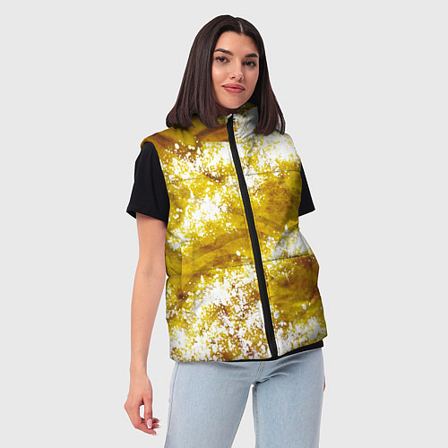 Женский жилет Желто-белая абстракция / 3D-Светло-серый – фото 3