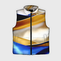 Женский жилет Белая желтая синяя абстракция, цвет: 3D-светло-серый