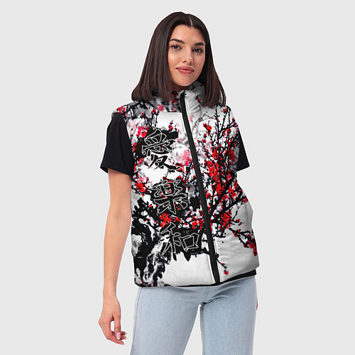 Женский жилет Японский стиль иероглифы / 3D-Красный – фото 3