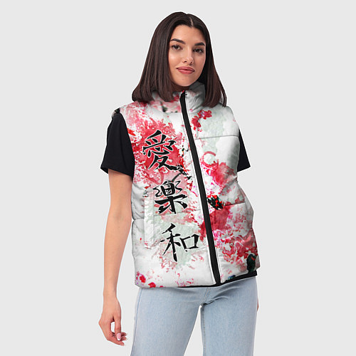 Женский жилет Японский стиль иероглифы / 3D-Черный – фото 3