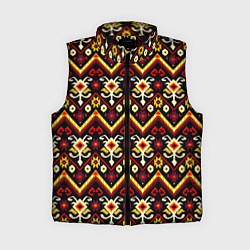 Женский жилет Черно оранжевый узор икат