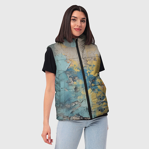 Женский жилет Гранжевая стена с краской / 3D-Светло-серый – фото 3