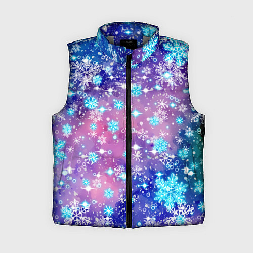 Женский жилет Снежинки - морозный паттерн / 3D-Светло-серый – фото 1