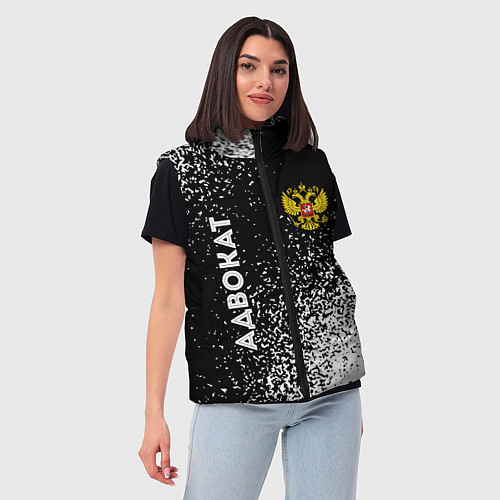 Женский жилет Адвокат из России и герб РФ вертикально / 3D-Черный – фото 3