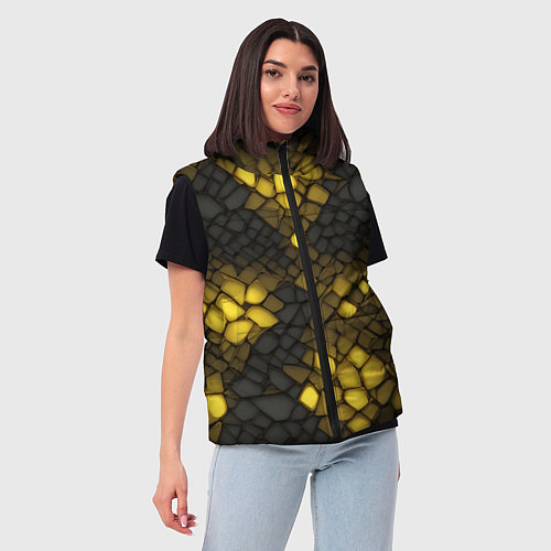 Женский жилет Жёлтый трескающийся камень / 3D-Красный – фото 3