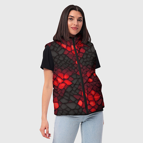 Женский жилет Красный трескающийся камень / 3D-Красный – фото 3