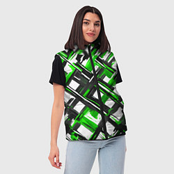 Женский жилет Зелёные и чёрные мазки, цвет: 3D-черный — фото 2