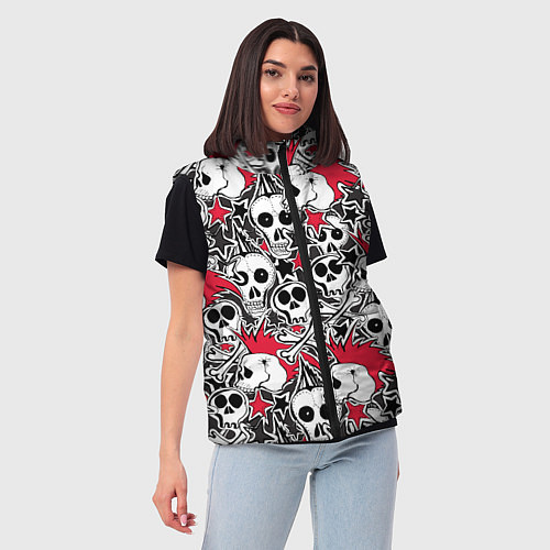 Женский жилет Черепа и звезды / 3D-Светло-серый – фото 3