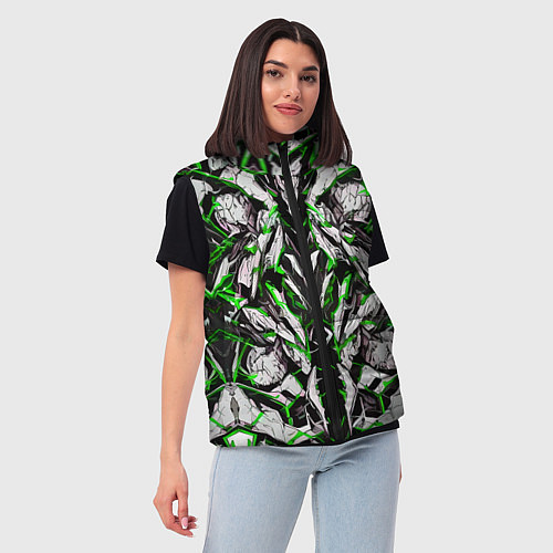 Женский жилет Зелёная кибернетическая броня / 3D-Красный – фото 3