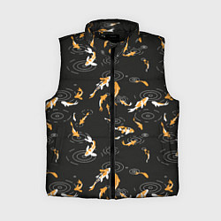 Женский жилет Карпы кои и дождь, цвет: 3D-черный