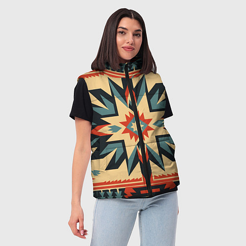 Женский жилет Орнамент в стиле американских индейцев / 3D-Светло-серый – фото 3