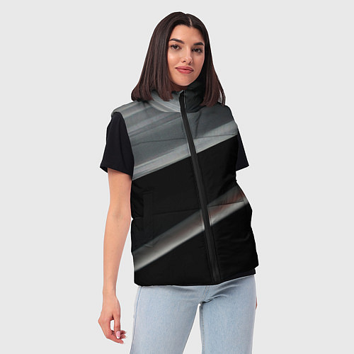 Женский жилет Black grey abstract / 3D-Красный – фото 3
