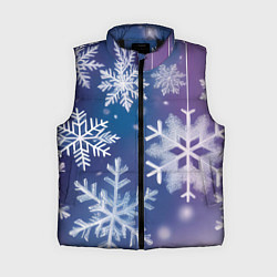 Женский жилет Снежинки на фиолетово-синем фоне, цвет: 3D-черный