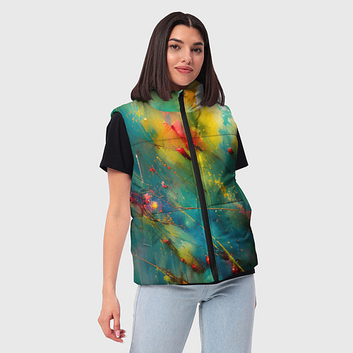 Женский жилет Абстрактные мазки краски / 3D-Красный – фото 3