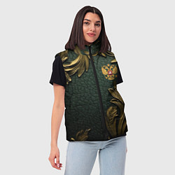 Женский жилет Золотые узоры и герб России, цвет: 3D-красный — фото 2