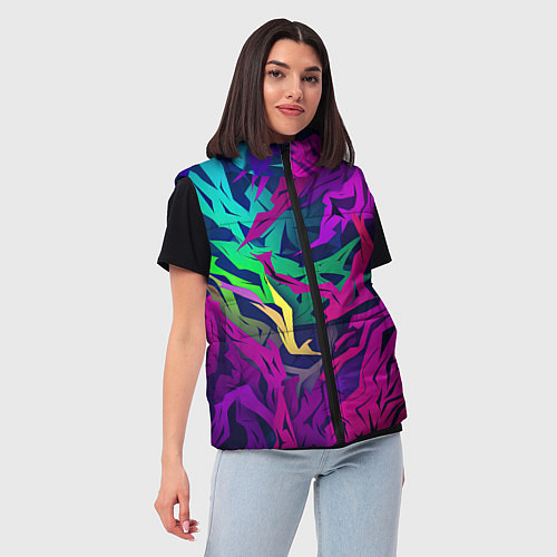 Женский жилет Кривые яркие геометрические фигуры / 3D-Светло-серый – фото 3