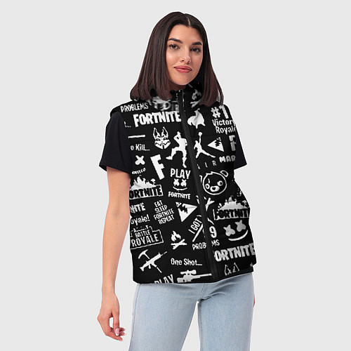 Женский жилет Fortnite alllogo black / 3D-Красный – фото 3