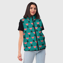 Женский жилет Бирюза и розовый: сердца и сюрикены, цвет: 3D-светло-серый — фото 2
