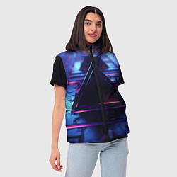 Женский жилет Неоновый абстрактный треугольник, цвет: 3D-черный — фото 2