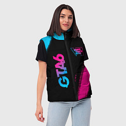 Женский жилет GTA6 - neon gradient вертикально, цвет: 3D-черный — фото 2
