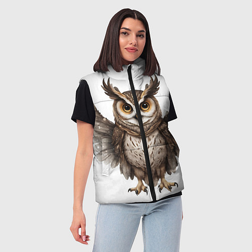 Женский жилет Совушка с крыльями / 3D-Черный – фото 3
