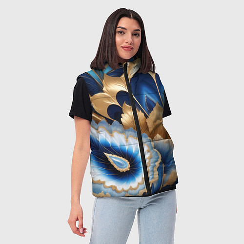 Женский жилет Королевский синий с золотом / 3D-Светло-серый – фото 3