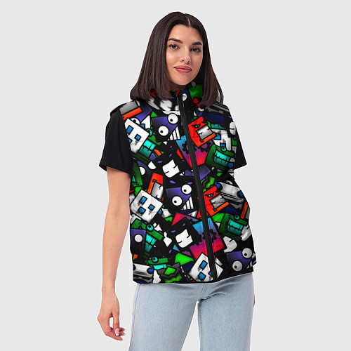 Женский жилет Geometry dash alllogo / 3D-Светло-серый – фото 3