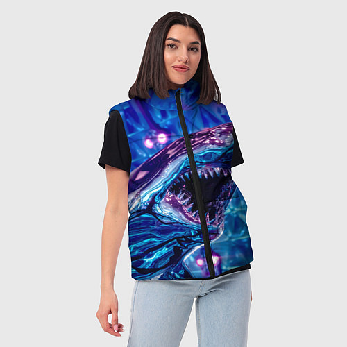 Женский жилет Фиолетовая акула / 3D-Черный – фото 3