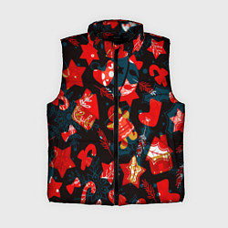 Женский жилет Рождественские узоры красные