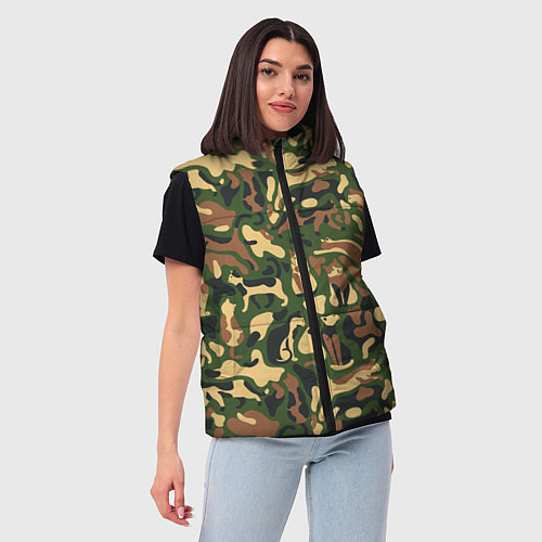 Женский жилет Коты и кошки - камуфляж / 3D-Светло-серый – фото 3