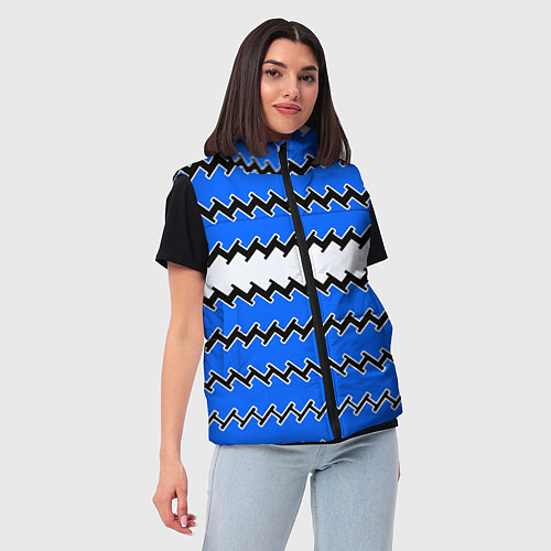 Женский жилет Синие и белые полосы / 3D-Красный – фото 3