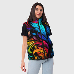 Женский жилет Паттерн с узорами на черном фоне, цвет: 3D-красный — фото 2