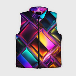 Женский жилет Цветные стеклянные блоки - неоновый геометричный у