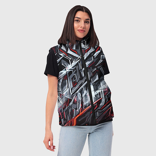 Женский жилет Агрессивный металл красный / 3D-Красный – фото 3